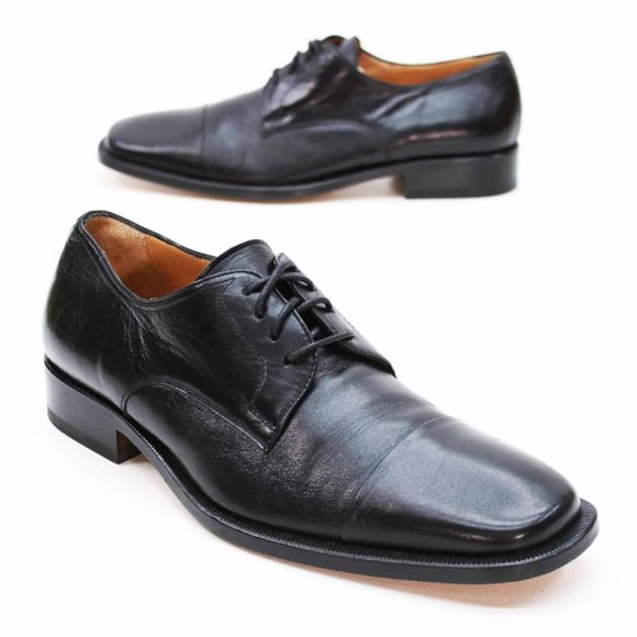 Bruno Magli Men\'s 7.5 Black Leather Cap-toe Dress Lace-up Oxfords - Italian main image 7